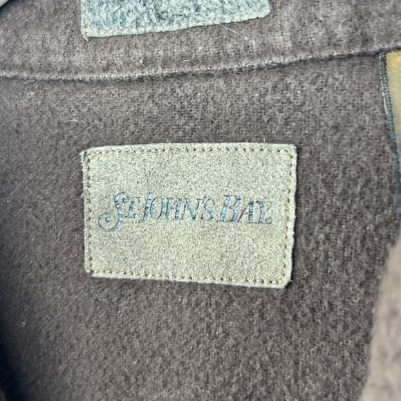 ST JOHNS BAY Shirt Mens LT Tall Chamois Flannel Button Up Cotton Brown VTG - Picture 5 of 16